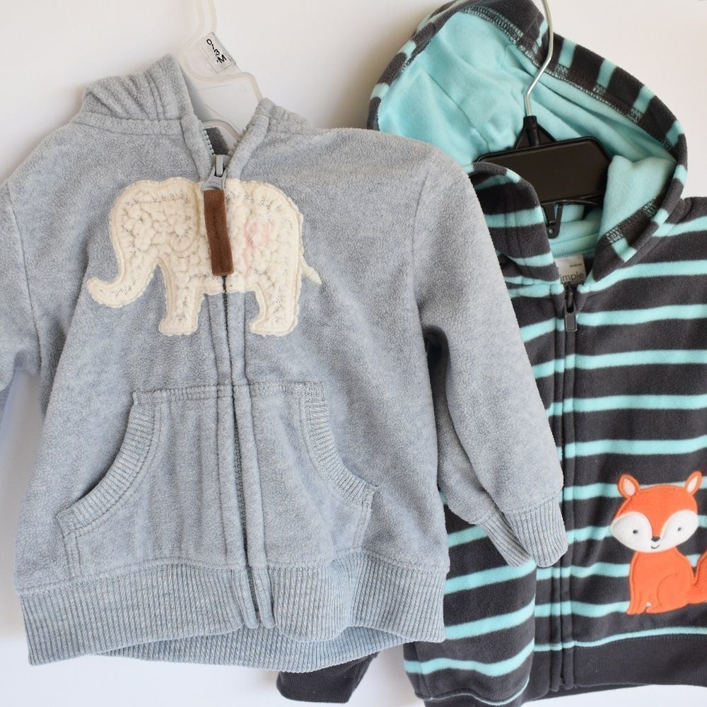 Two Carter's Hooded Sweatshirts- 3 Months